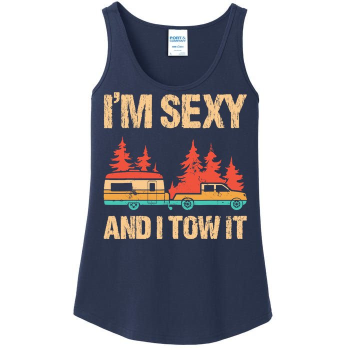 IM Sexy And I Tow It Bigfoot Camp Trees Hike Hiking Camping Ladies Essential Tank