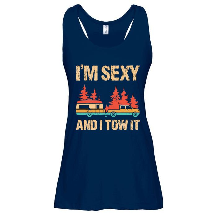 IM Sexy And I Tow It Bigfoot Camp Trees Hike Hiking Camping Ladies Essential Flowy Tank