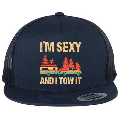 IM Sexy And I Tow It Bigfoot Camp Trees Hike Hiking Camping Flat Bill Trucker Hat