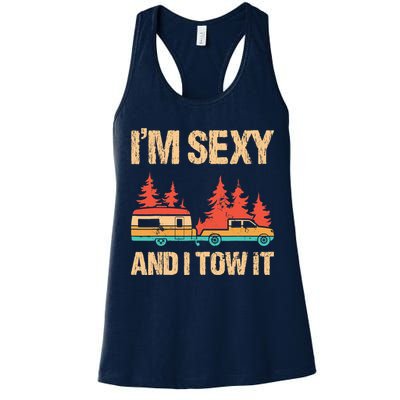 IM Sexy And I Tow It Bigfoot Camp Trees Hike Hiking Camping Womens Tank Top