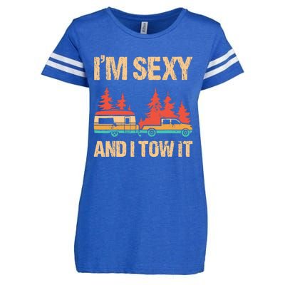 IM Sexy And I Tow It Bigfoot Camp Trees Hike Hiking Camping Enza Ladies Jersey Football T-Shirt