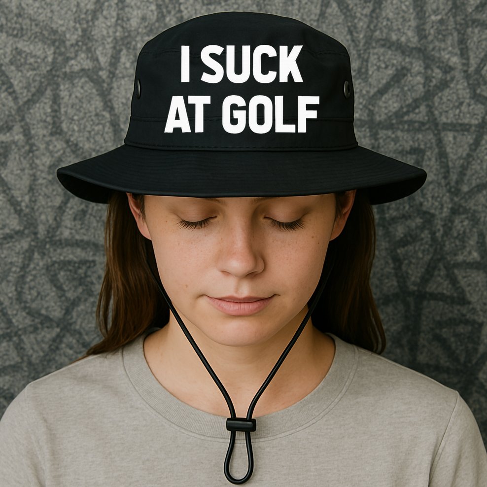 I Suck At Golf Sarcastic Loser Golfers Friend Funny Golfing Bucket Hat