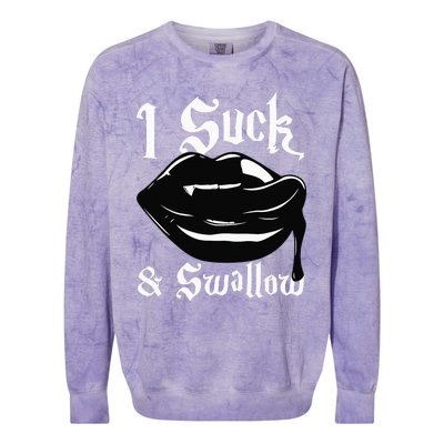 I Suck And Swallow Sexy Vampire Fangs Halloween Costume Colorblast Crewneck Sweatshirt