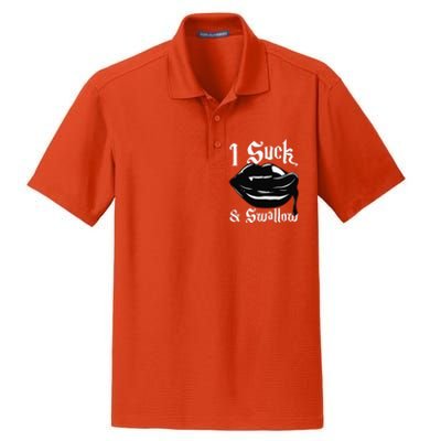 I Suck And Swallow Sexy Vampire Fangs Halloween Costume Dry Zone Grid Polo