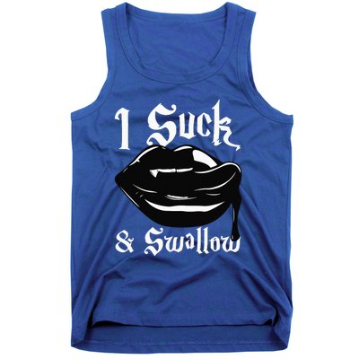 I Suck And Swallow Sexy Vampire Fangs Halloween Costume Tank Top