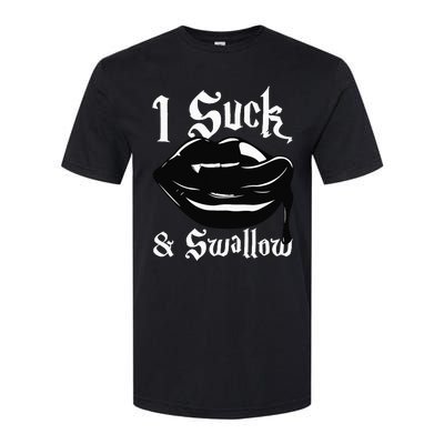 I Suck And Swallow Sexy Vampire Fangs Halloween Costume Softstyle CVC T-Shirt