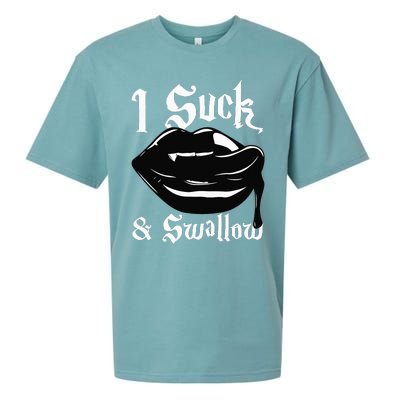 I Suck And Swallow Sexy Vampire Fangs Halloween Costume Sueded Cloud Jersey T-Shirt