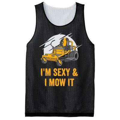 I'm Sexy and I Mow It Funny Ride On Lawn Mower Landscaping Mesh Reversible Basketball Jersey Tank