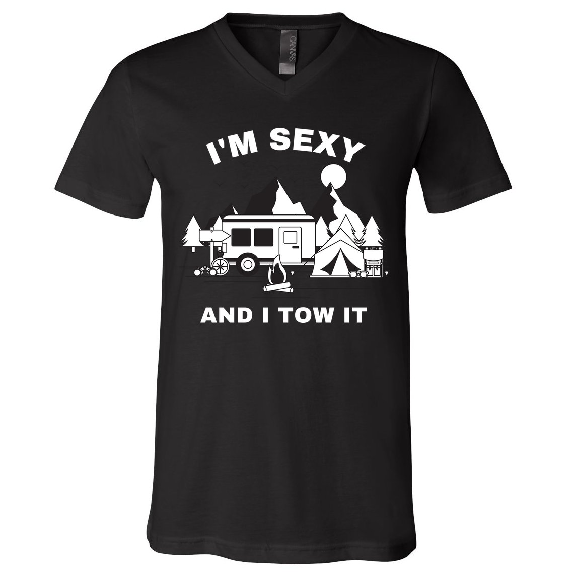 I'M Sexy And I Tow It, Funny Camping RV, Caravan Camping V-Neck T-Shirt
