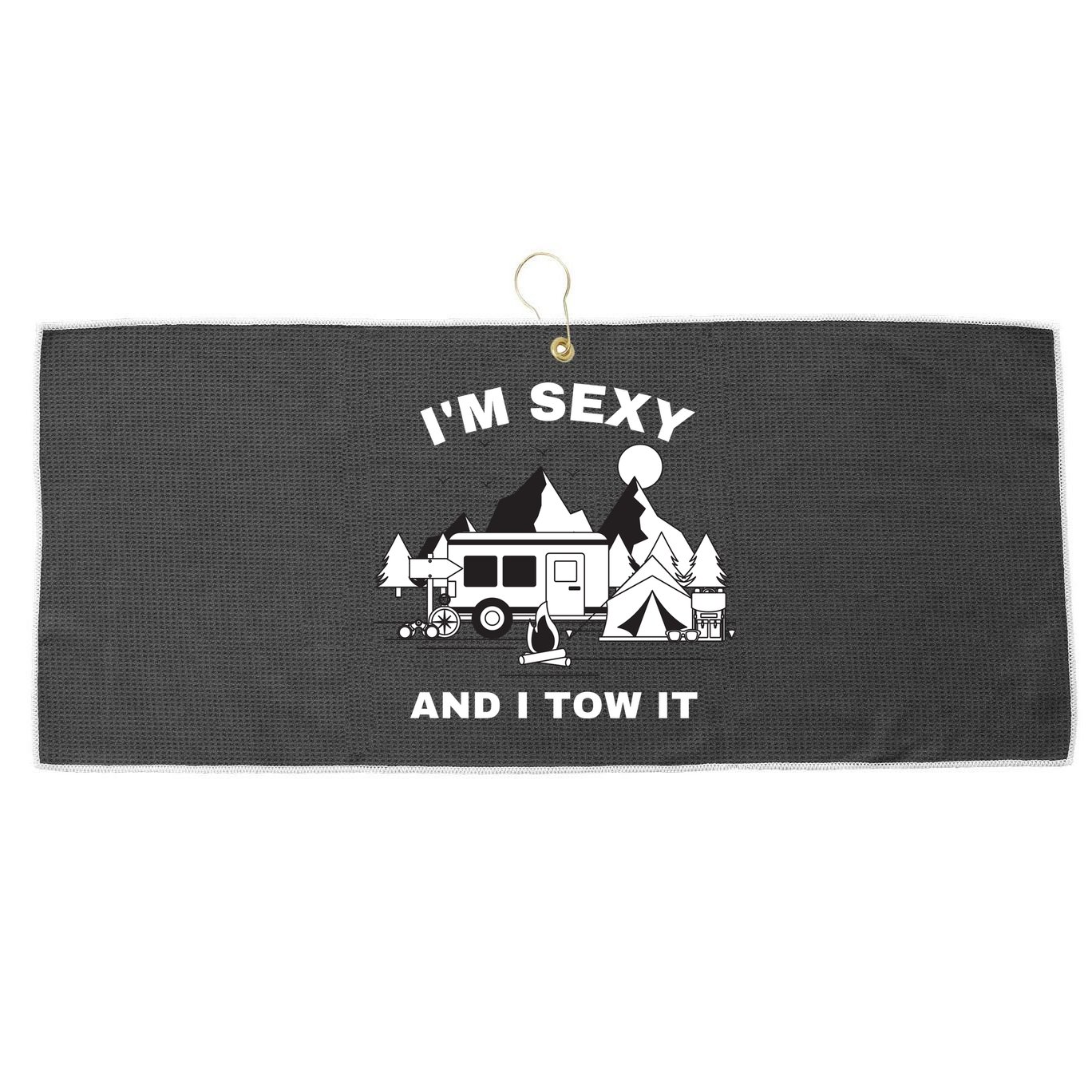 I'M Sexy And I Tow It, Funny Camping RV, Caravan Camping Large Microfiber Waffle Golf Towel