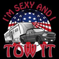 I'm Sexy and I Tow It 5th wheel USA Flag Sunset camping Kids T-Shirt