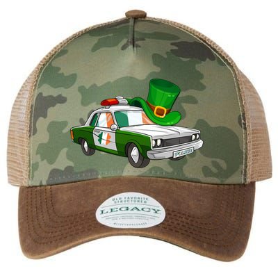 Irish Shamrock American Flag Police Car St Patrick's Day Gift Legacy Tie Dye Trucker Hat
