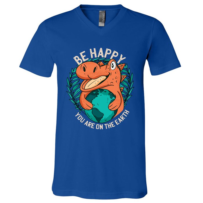 Ironic Statet About Climate Change By A Dinosaur Gift V-Neck T-Shirt