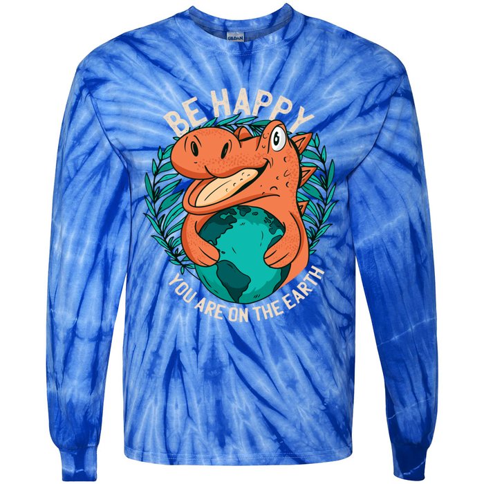 Ironic Statet About Climate Change By A Dinosaur Gift Tie-Dye Long Sleeve Shirt