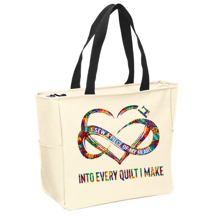 I Sew A Piece Of My Heart Into Every Quilt I Make Zip Tote Bag