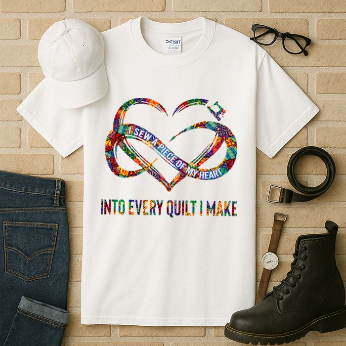 I Sew A Piece Of My Heart Into Every Quilt I Make Tall T-Shirt