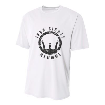 Iron Sights Alumni Boot Camp Shooting Marksmanship Veteran Youth Performance Sprint T-Shirt