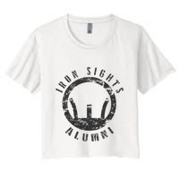 Iron Sights Alumni Boot Camp Shooting Marksmanship Veteran Women's Crop Top Tee