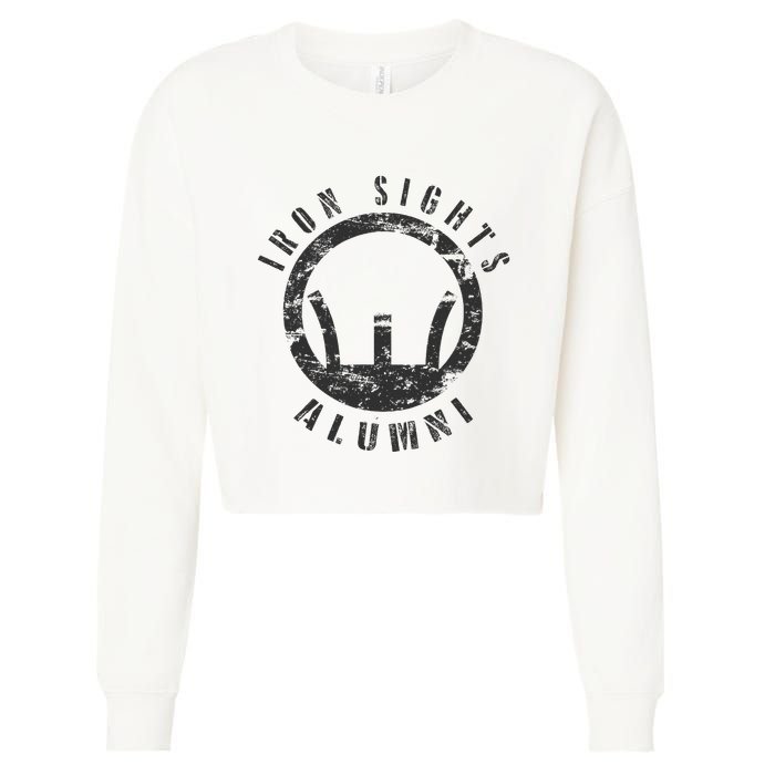 Iron Sights Alumni Boot Camp Shooting Marksmanship Veteran Cropped Pullover Crew