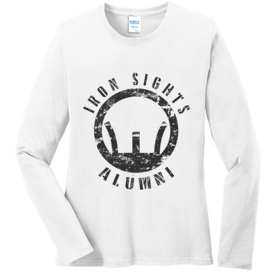 Iron Sights Alumni Boot Camp Shooting Marksmanship Veteran Ladies Long Sleeve Shirt