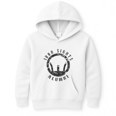 Iron Sights Alumni Boot Camp Shooting Marksmanship Veteran Kids Hoodie