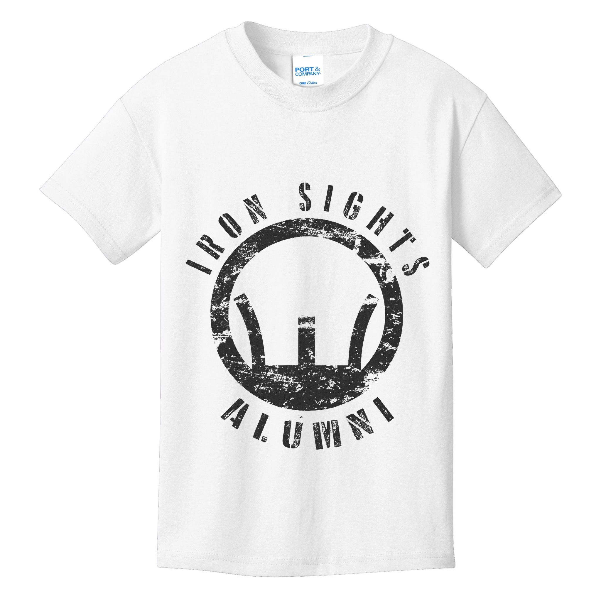 Iron Sights Alumni Boot Camp Shooting Marksmanship Veteran Kids T-Shirt