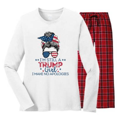 I'm Still A Trump I Make No Apologies Trump 2024 Women's Long Sleeve Flannel Pajama Set 