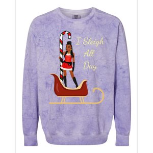 I Sleigh All Day Black Candy Cane Sexy Stripper Pole Dancer Cool Gift Colorblast Crewneck Sweatshirt