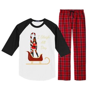 I Sleigh All Day Black Candy Cane Sexy Stripper Pole Dancer Cool Gift Raglan Sleeve Pajama Set