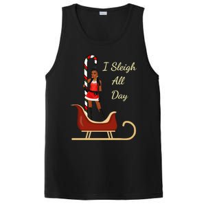 I Sleigh All Day Black Candy Cane Sexy Stripper Pole Dancer Cool Gift PosiCharge Competitor Tank