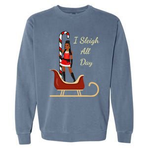 I Sleigh All Day Black Candy Cane Sexy Stripper Pole Dancer Cool Gift Garment-Dyed Sweatshirt