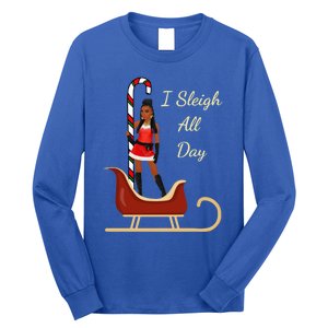 I Sleigh All Day Black Candy Cane Sexy Stripper Pole Dancer Cool Gift Long Sleeve Shirt