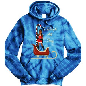 I Sleigh All Day Black Candy Cane Sexy Stripper Pole Dancer Cool Gift Tie Dye Hoodie