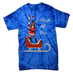 I Sleigh All Day Black Candy Cane Sexy Stripper Pole Dancer Cool Gift Tie-Dye T-Shirt