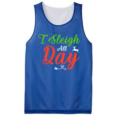 I Sleigh All Day Funny Christmas Gift Mesh Reversible Basketball Jersey Tank