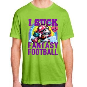 I Suck At Fantasy Football Unicorn Rainbow Loser Adult ChromaSoft Performance T-Shirt