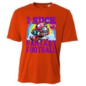 I Suck At Fantasy Football Unicorn Rainbow Loser Cooling Performance Crew T-Shirt