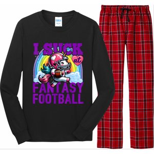 I Suck At Fantasy Football Unicorn Rainbow Loser Long Sleeve Pajama Set