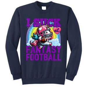 I Suck At Fantasy Football Unicorn Rainbow Loser Sweatshirt