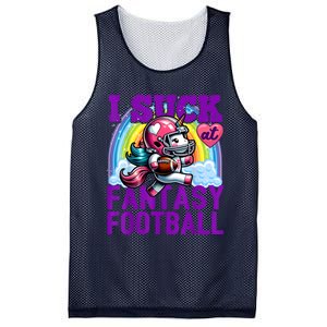 I Suck At Fantasy Football Unicorn Rainbow Loser Mesh Reversible Basketball Jersey Tank