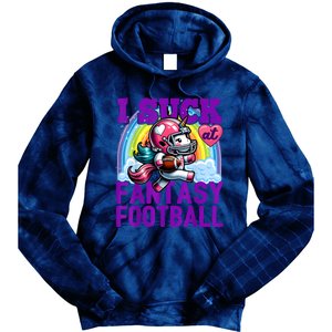 I Suck At Fantasy Football Unicorn Rainbow Loser Tie Dye Hoodie