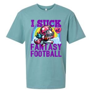 I Suck At Fantasy Football Unicorn Rainbow Loser Sueded Cloud Jersey T-Shirt