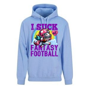 I Suck At Fantasy Football Unicorn Rainbow Loser Unisex Surf Hoodie