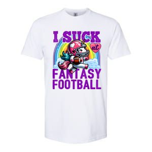 I Suck At Fantasy Football Unicorn Rainbow Loser Softstyle CVC T-Shirt