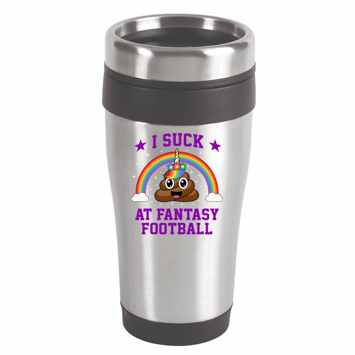 I Suck At Fantasy Football Loser Poop Unicorn 16oz Travel Tumbler