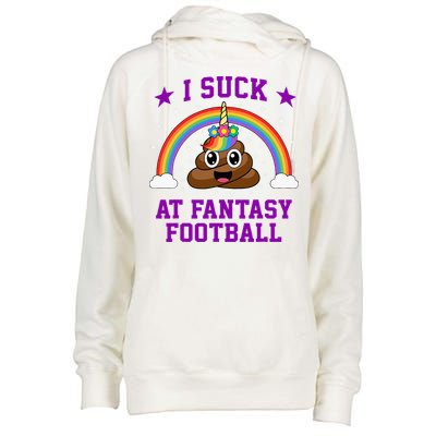 I Suck At Fantasy Football Loser Poop Unicorn Womens Funnel Neck Pullover Hood