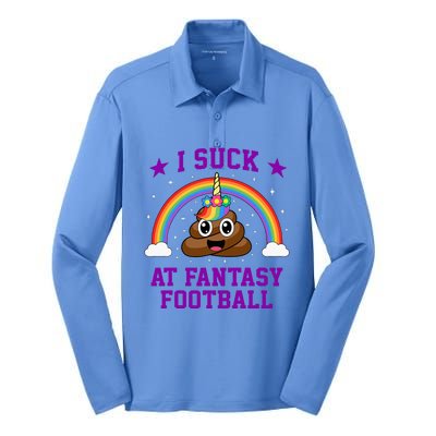 I Suck At Fantasy Football Loser Poop Unicorn Silk Touch Performance Long Sleeve Polo