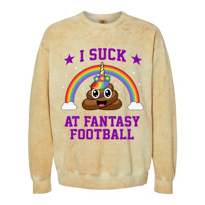 I Suck At Fantasy Football Loser Poop Unicorn Colorblast Crewneck Sweatshirt