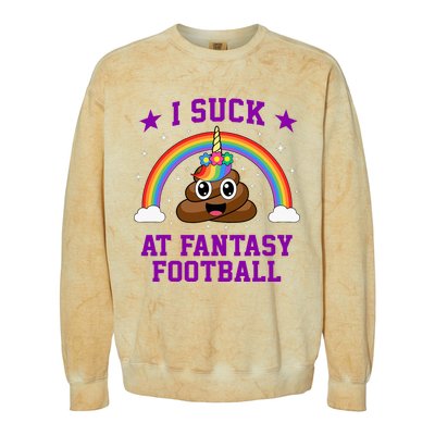 I Suck At Fantasy Football Loser Poop Unicorn Colorblast Crewneck Sweatshirt