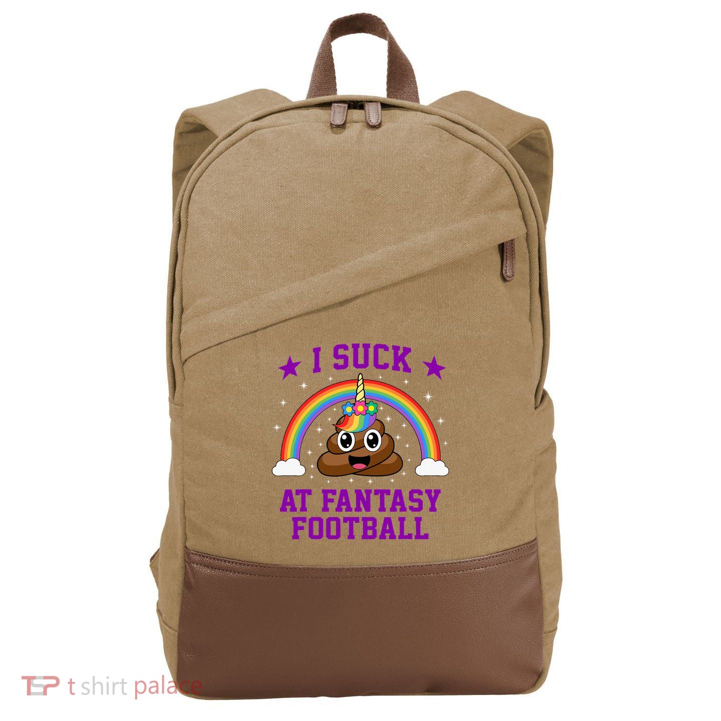 I Suck At Fantasy Football Loser Poop Unicorn Cotton Canvas Backpack